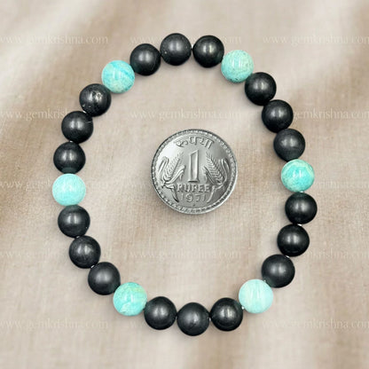 Shungite and Amazonite Bracelet (Protection and Calm Communication)