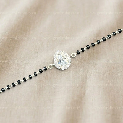 Pear Shape 925 Silver Bracelet with Black Onyx 3 Gram
