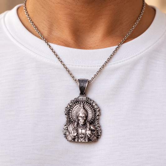 925 Silver Blessing Hanuman with Frame Pendant – 12 g (Strength & Devotion)