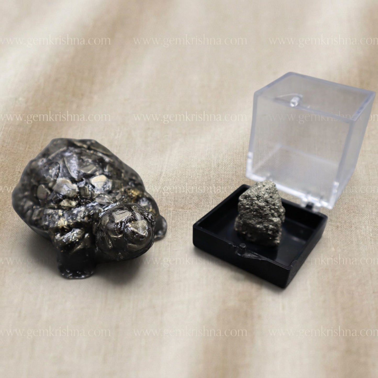 Pyrite Tortoise (Kacchua) with Free Pyrite Rough (Prosperity and Protection)