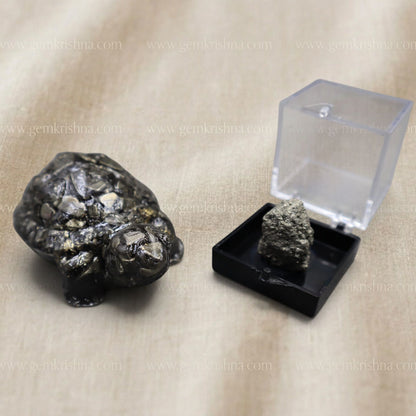 Pyrite Tortoise (Kacchua) with Free Pyrite Rough (Prosperity and Protection)