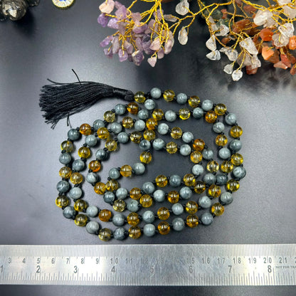 8mm Cat's Eye & Citrine Jaap Mala (Focus & Abundance)