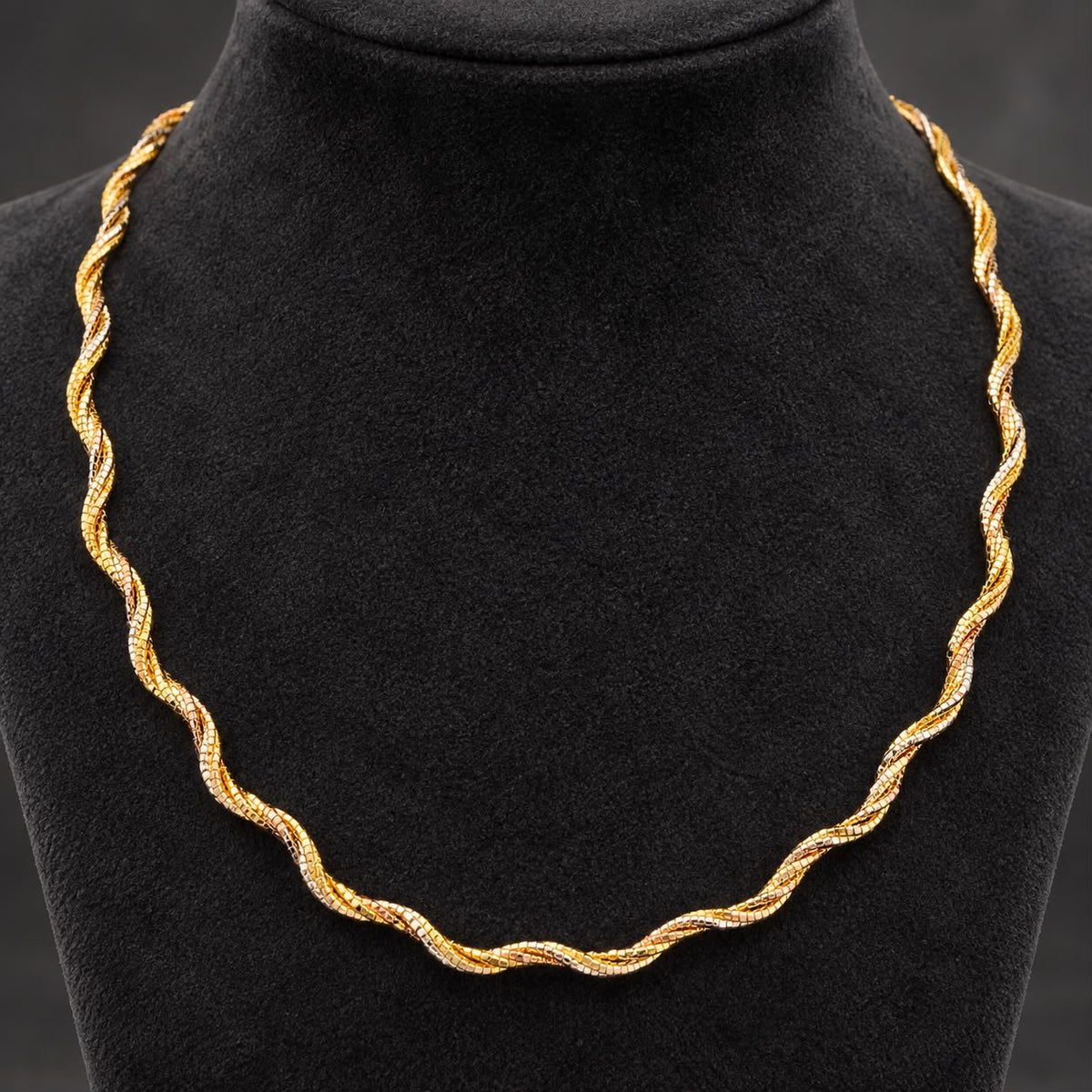 Curly Twisted Gold Plated Hasli Necklace in 925 Sterling Silver – 14 Gram Spiral Chain | SILVY by Poonam Gupta
