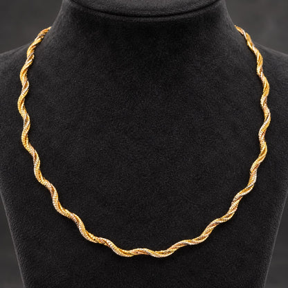 Curly Twisted Gold Plated Hasli Necklace in 925 Sterling Silver – 14 Gram Spiral Chain | SILVY by Poonam Gupta