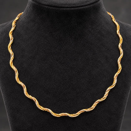 Curly Twisted Gold Plated Hasli Necklace in 925 Sterling Silver – 14 Gram Spiral Chain | SILVY by Poonam Gupta