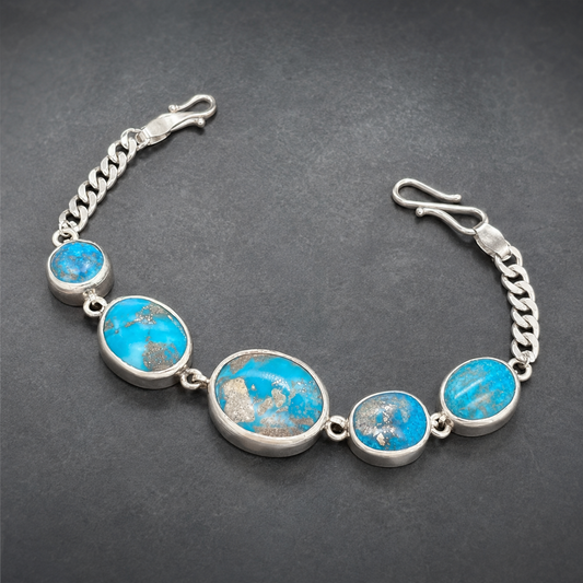Turquoise 925 Sterling Silver Bracelet (Protection & Communication) (29 Gram)
