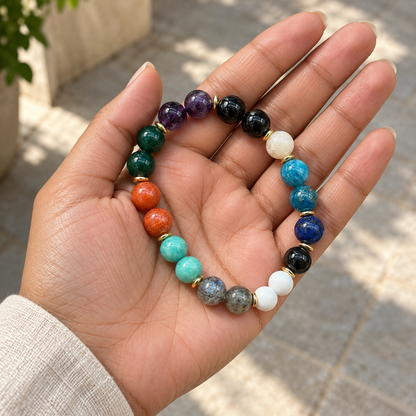 Calm, Focus & Protection Gemstone Bracelet – 10mm | Lab Certified