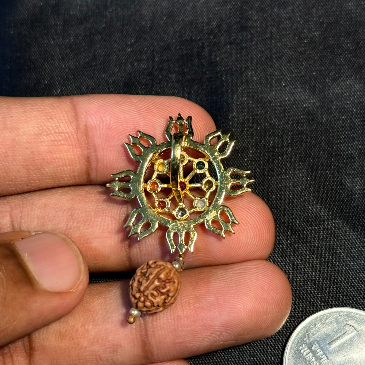 Navratna Sun Locket with Original Rudraksha – 5.50 g