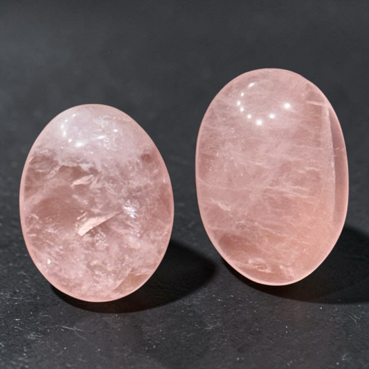 Natural Rose Quartz Palm Stone Pair (Love and Emotional Healing)