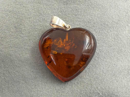 Natural Amber Sterling Silver Heart locket  9.04 gram