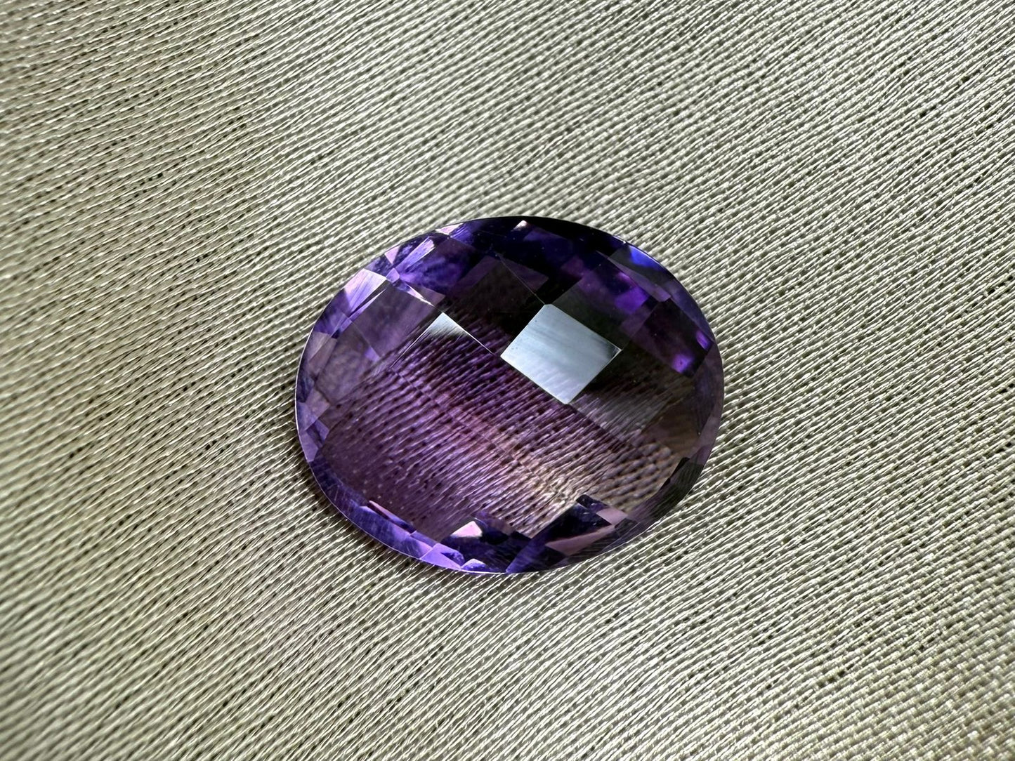 Natural Amethyst  Oval cut Stone  Checkerboard cut  3.83 carat