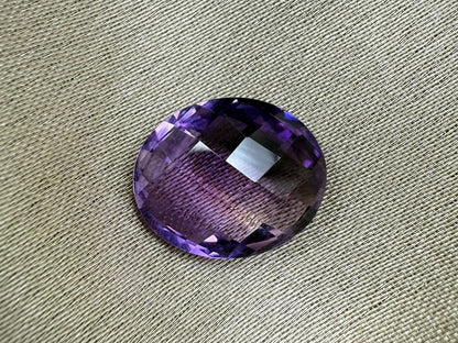 Natural Amethyst  Oval cut Stone  Checkerboard cut  3.83 carat