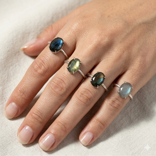 Natural Labradorite Ring (Adjustable)