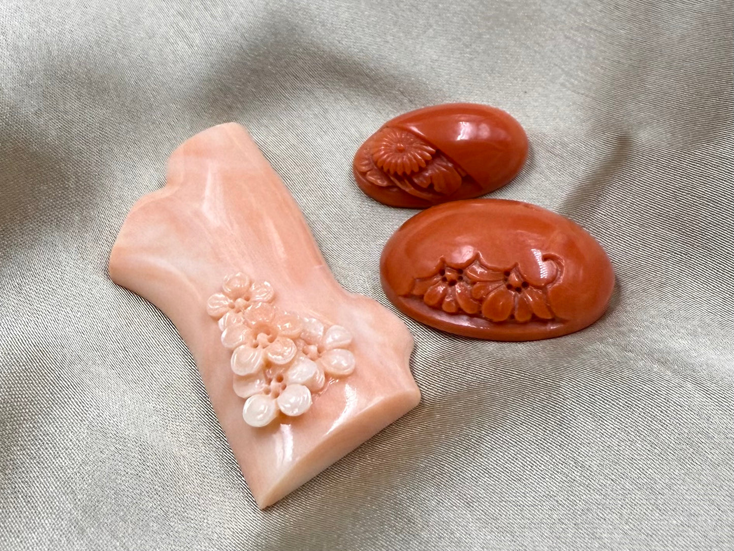 Natural Red Coral / Moonga  Floral Set (3 piece)
