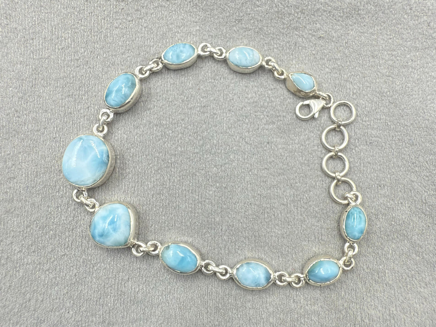 Natural Larimar Silver Bracelet  14.65 gram