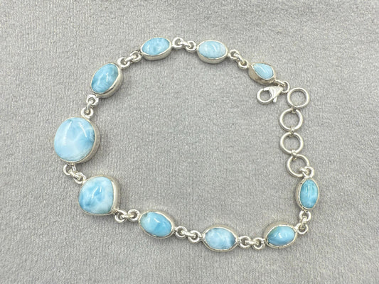 Natural Larimar Silver Bracelet  14.65 gram