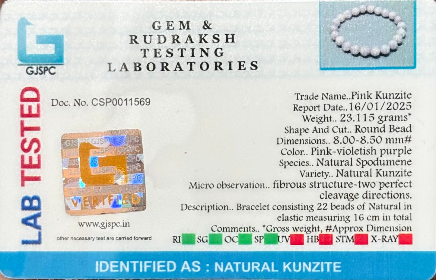 Elegant Natural Kunzite Bracelet with soft pink beads and glassy shine.