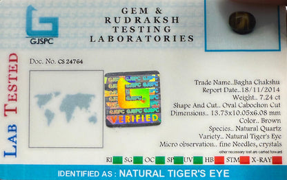 Natural Tiger's Eye Gemstone  Oval Cabochon  CS24764  7.24 ct