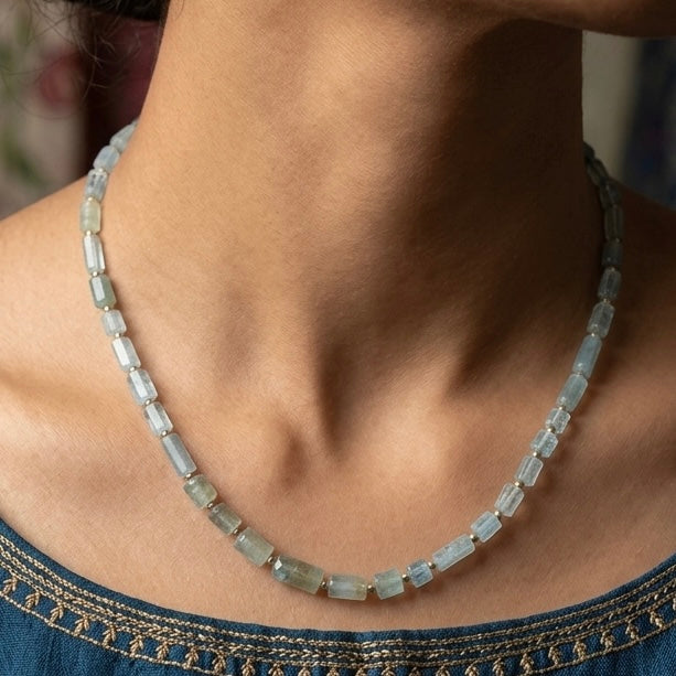Natural Aquamarine 84.50 Carat Necklace (Emotional Balance and Confidence)