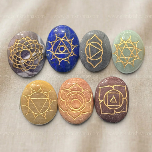 Seven Chakra (7 crystals) Palm stone: Worry set Stones