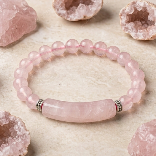 Natural Rose Quartz AAA 8mm gemstone bracelet for emotional healing
