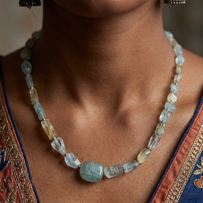 Natural Aquamarine 133.65 Carat Necklace (Emotional Balance and Confidence)