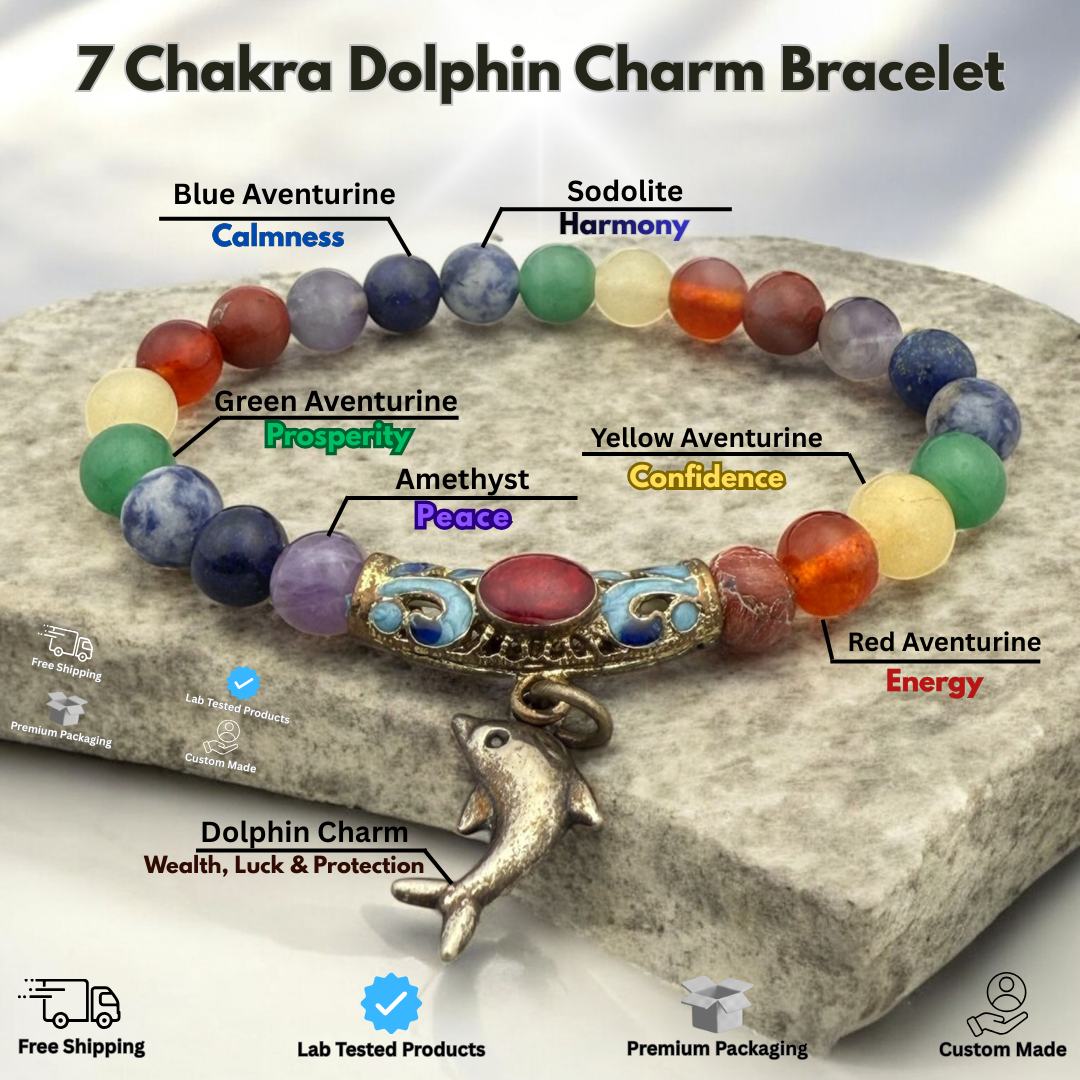 7 Chakra dolphin Charm Bracelet