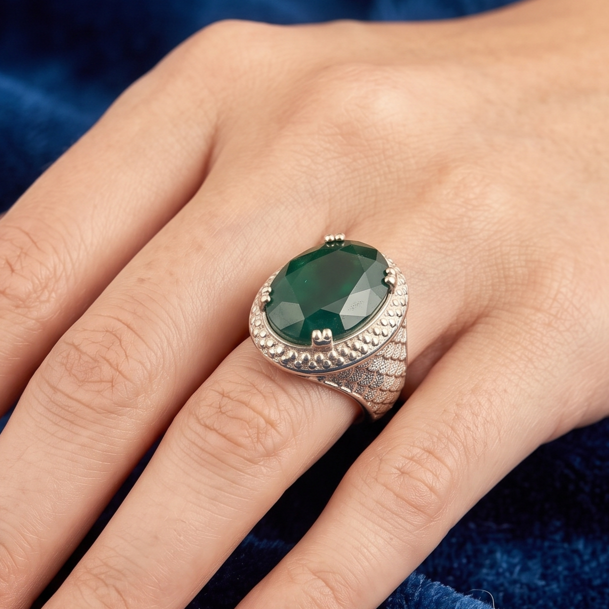 925 Silver Emerald (Panna) Ring