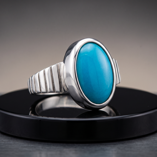 925 Silver Firoza Turquoise Gemstone Ring (Protection & Communication)