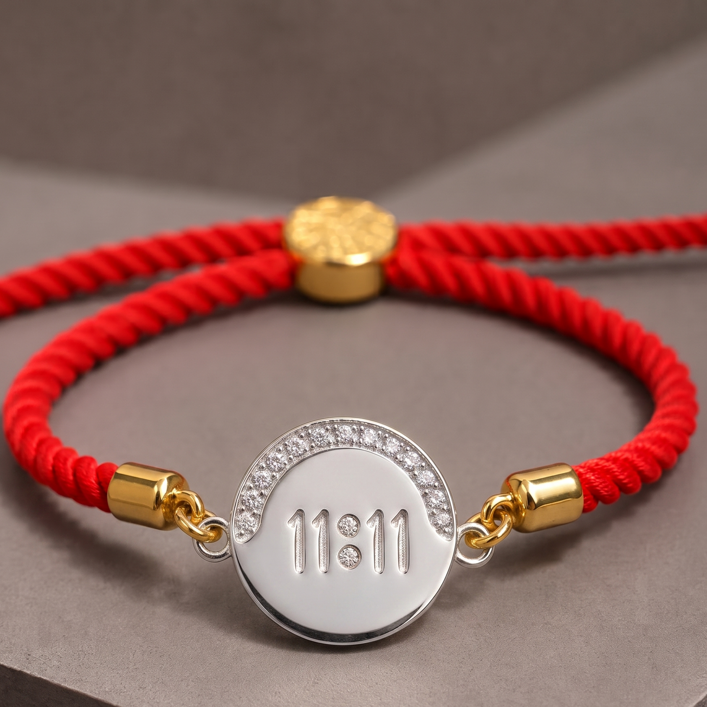 925 Silver 11:11 Angel Number Rakhi with Moissanite Accents and Adjustable Red Thread