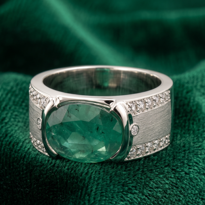 925 Silver Emerald Panna Ring