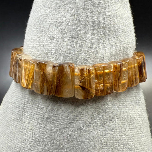 Golden Rutile Quartz Rectangle Flat Bead Faceted