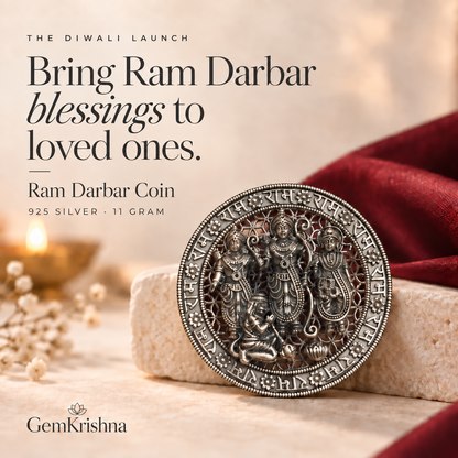 Pure 925 Silver Ram Darbar Coin (11 Gram) - Intricate Engraving by GemKrishna