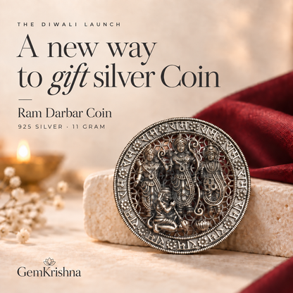 Pure 925 Silver Ram Darbar Coin (11 Gram) - Intricate Engraving by GemKrishna