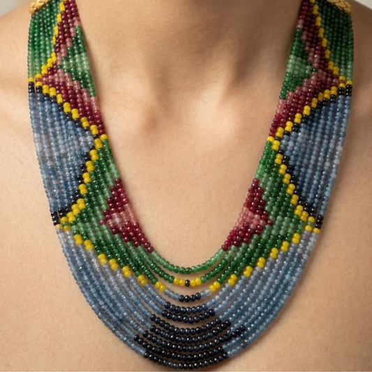 Multi Mala Semi Precious Gemstone Beads Mala (11 lines 24 inches)