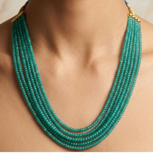 Green Onyx Mala Semi Precious Gemstone Beads Mala 6 lines