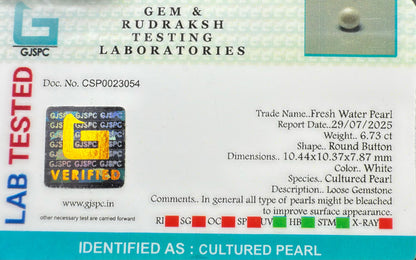 Fresh Water Pearl Round Button  6.73 carat [Cultured pearl]