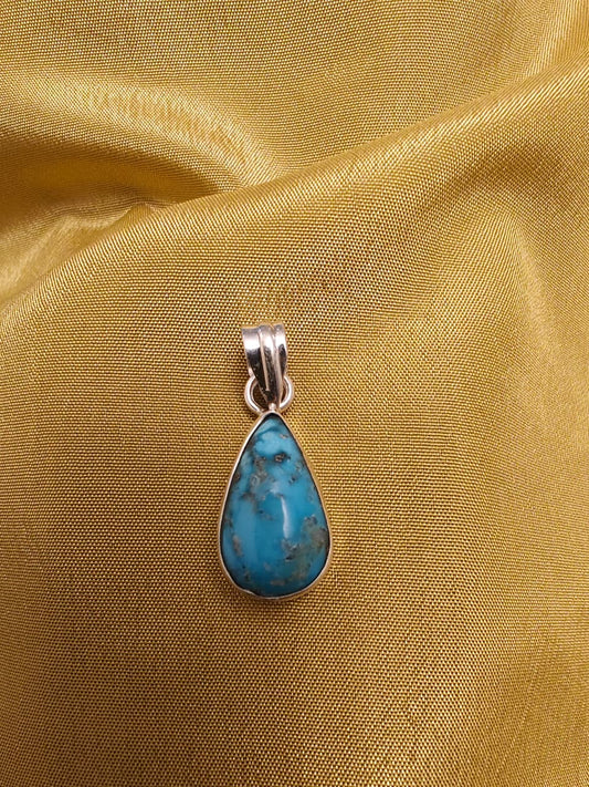 Pear shape Turquoise (Firoza) Sterling Silver Locket  3gram
