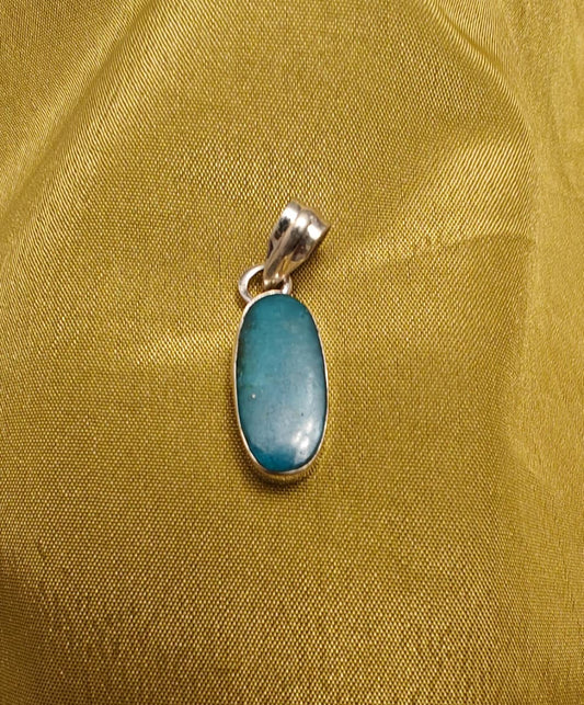 Long Oval shape Turquoise (Firoza) Sterling Silver Locket   2 gram