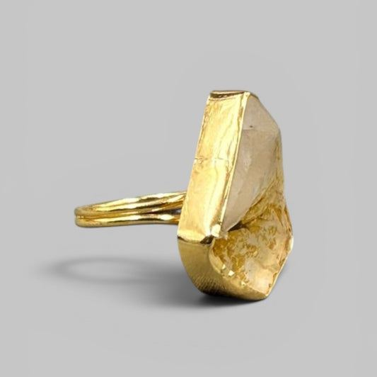 Natural Citrine Rough Metal Ring | Prosperity and Confidence | Best Quality | 100% Natural