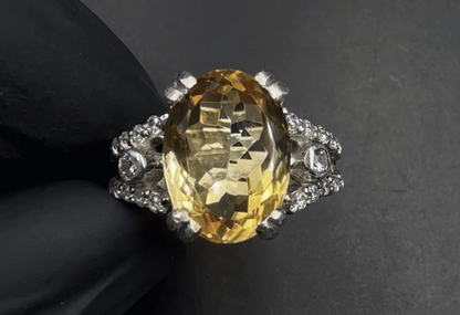925 Sterling Silver Natural Citrine Ring