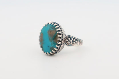 Natural Turquoise (Firoza) Silver Ring (Sterling Silver)