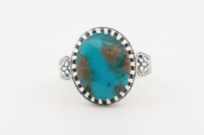 Natural Turquoise (Firoza) Silver Ring (Sterling Silver)