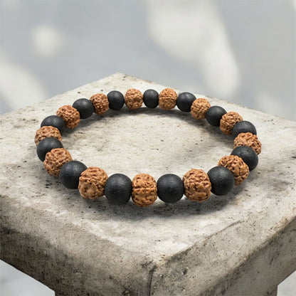 5 Mukhi Rudraksh + Karungali Bracelet
