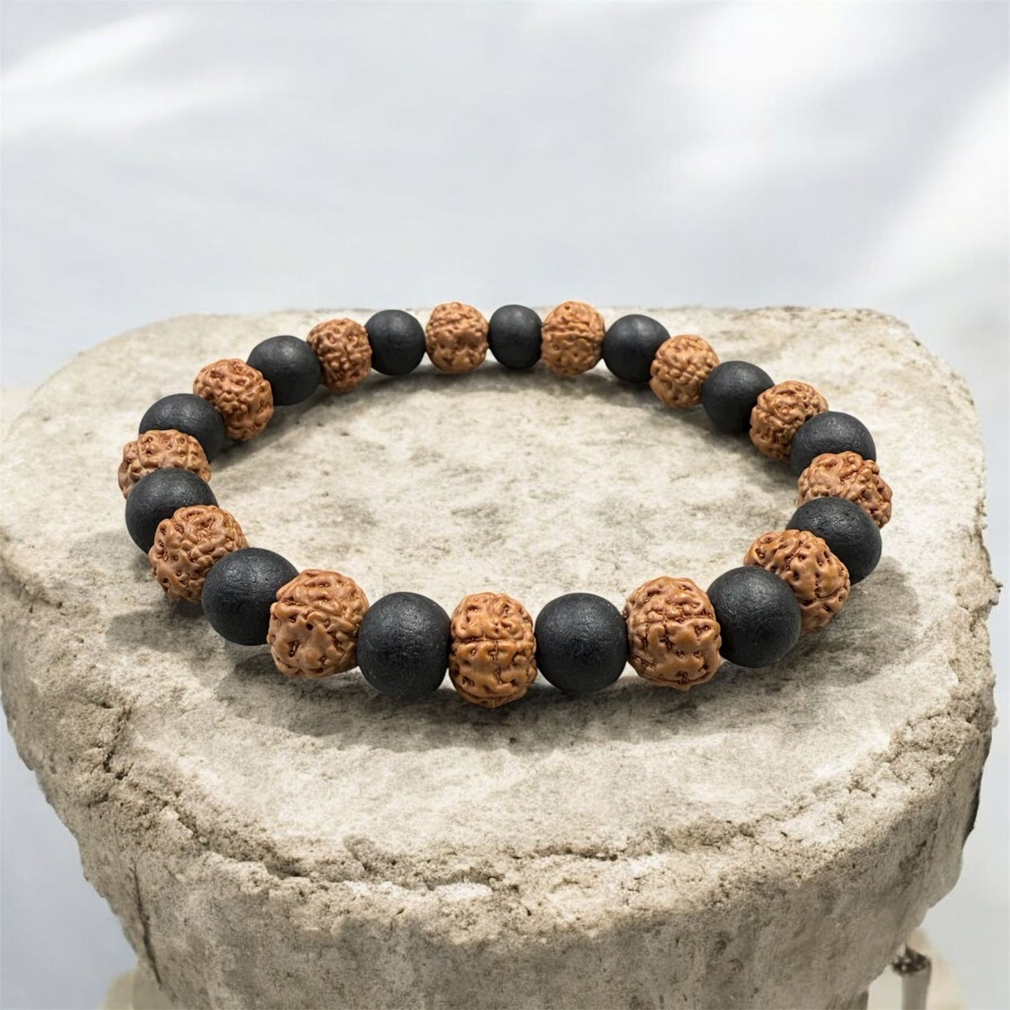 5 Mukhi Rudraksh + Karungali Bracelet