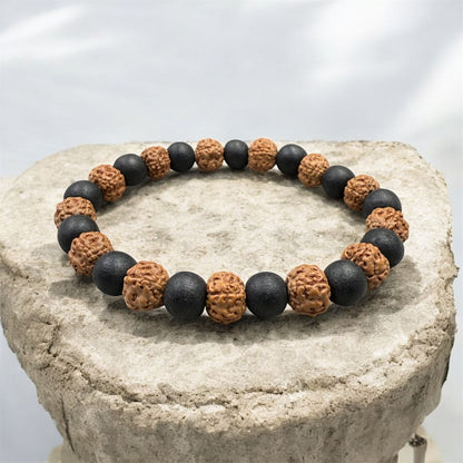 5 Mukhi Rudraksh + Karungali Bracelet
