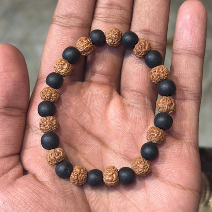 5 Mukhi Rudraksh + Karungali Bracelet