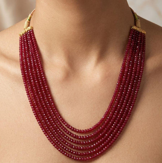 Red Onyx Mala 6 Lines | Semi Precious Gemstone Beads | Best Quality