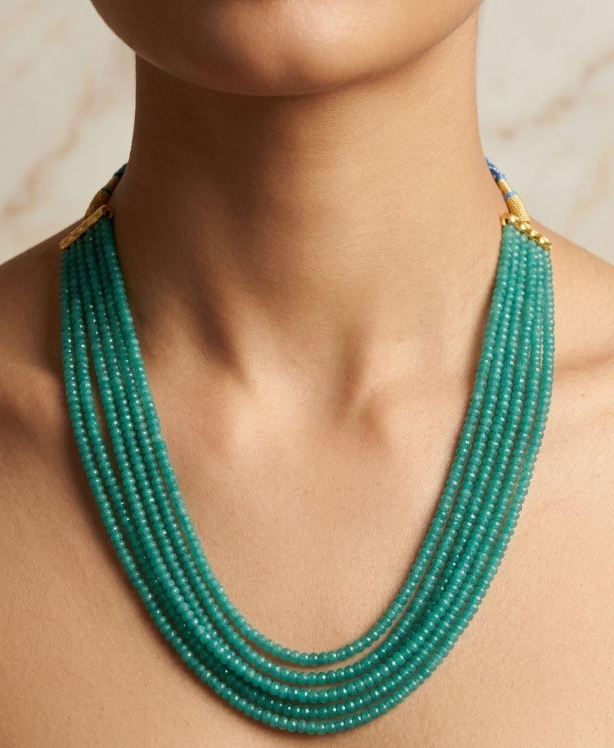Blue Onyx Mala 5 Lines | Semi Precious Gemstone Beads | Best Quality