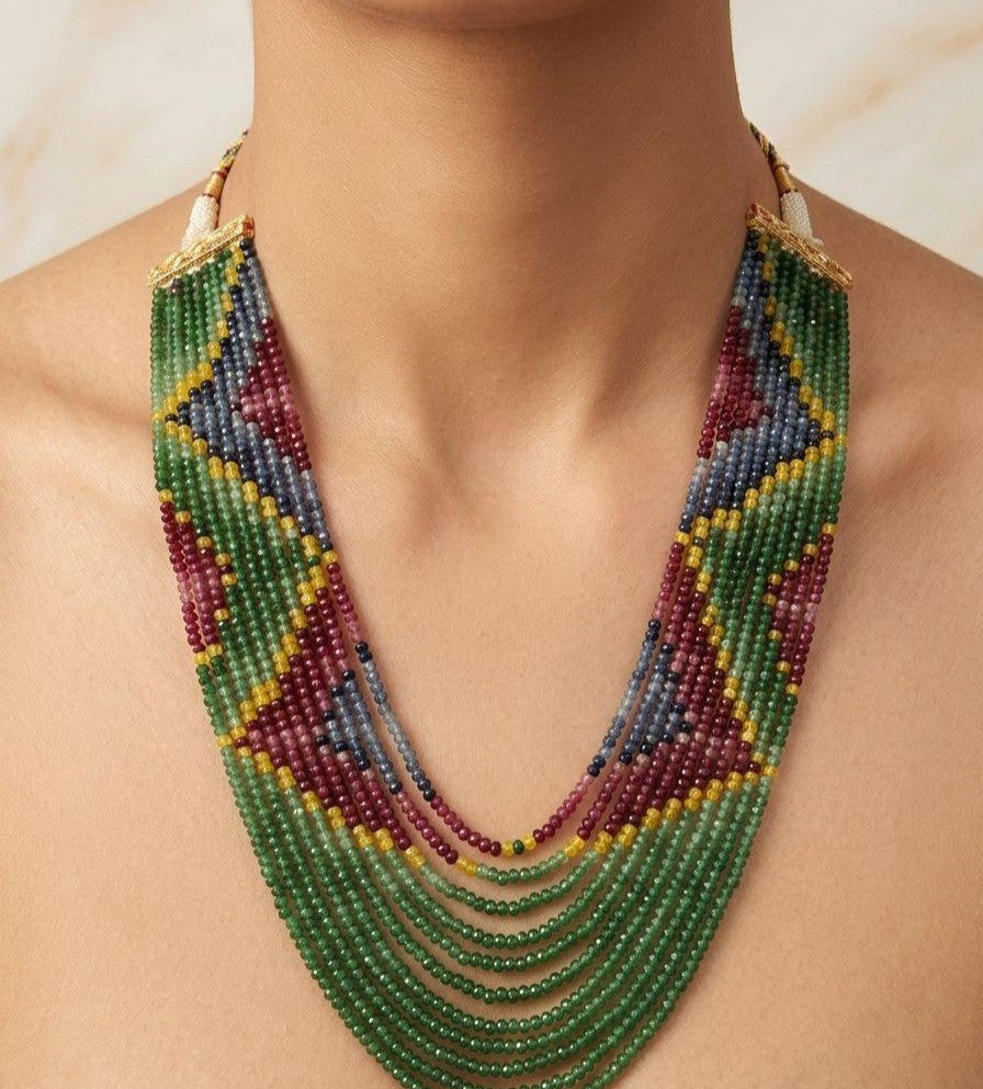 Multi Mala Semi Precious Gemstone Beads Mala 11 Lines 24 Inches | Best Quality